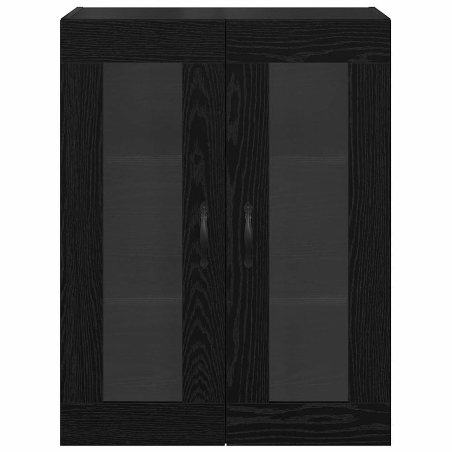 Wandkast Zwart Eiken 69,5 x 34 x 90 cm Geengineerd Hout en Glas