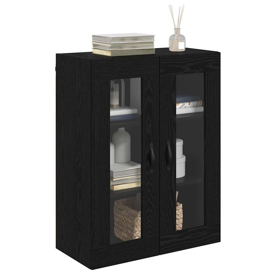 Wandkast Zwart Eiken 69,5 x 34 x 90 cm Geengineerd Hout en Glas