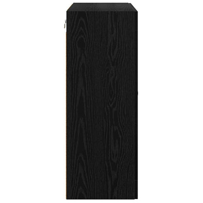 Wandkast Zwart Eiken 69,5 x 34 x 90 cm Geengineerd Hout en Glas