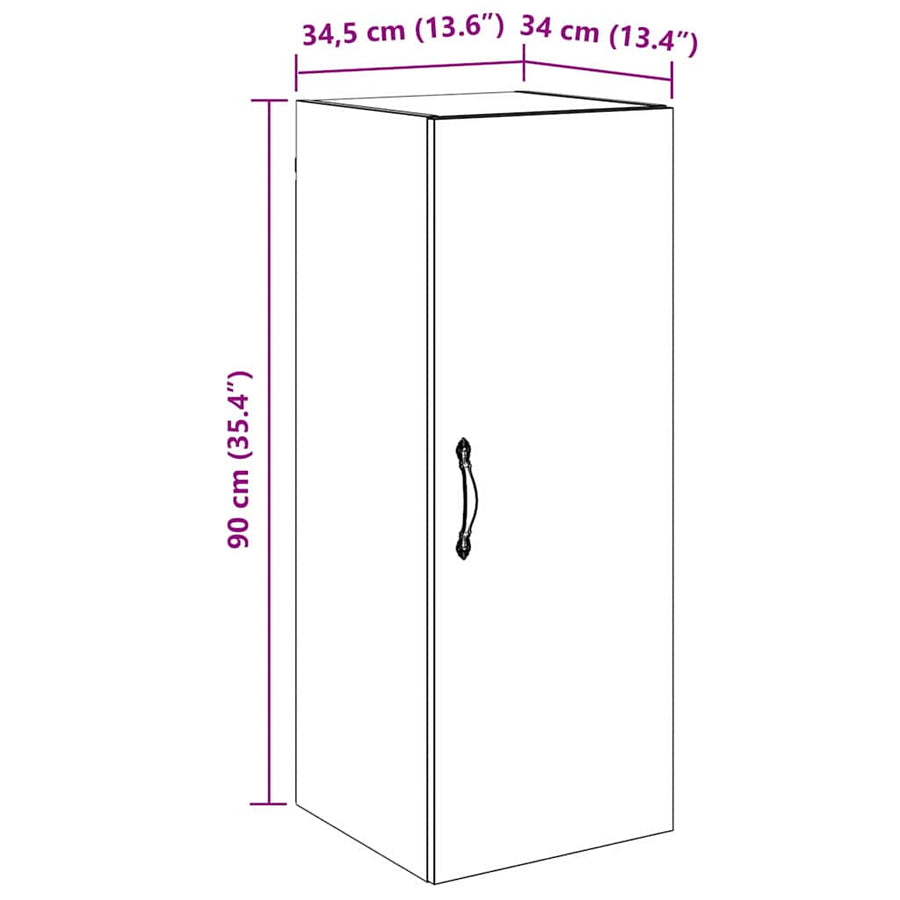Wandkast Oud Hout 34,5 x 34 x 90 cm Bewerkt hout