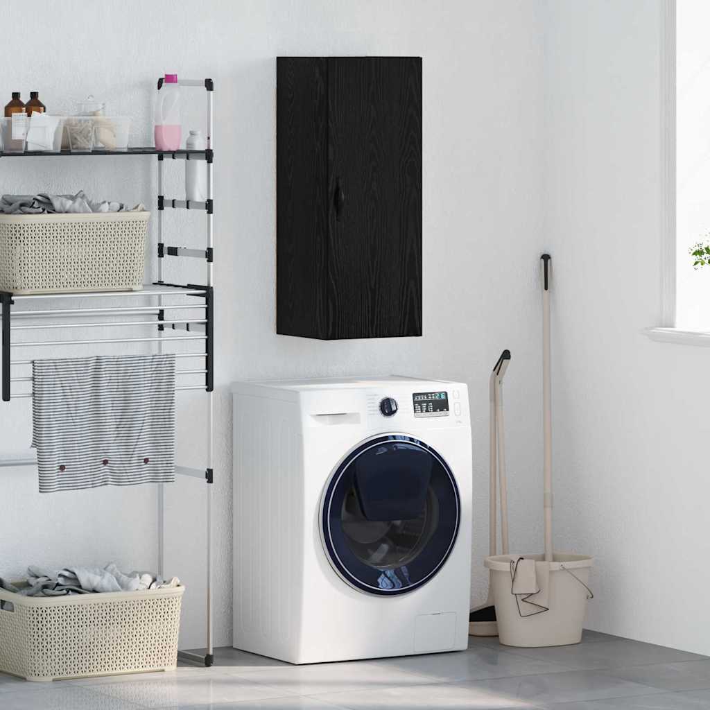 Wandkast Zwart Eiken 34,5 x 34 x 90 cm Bewerkt hout