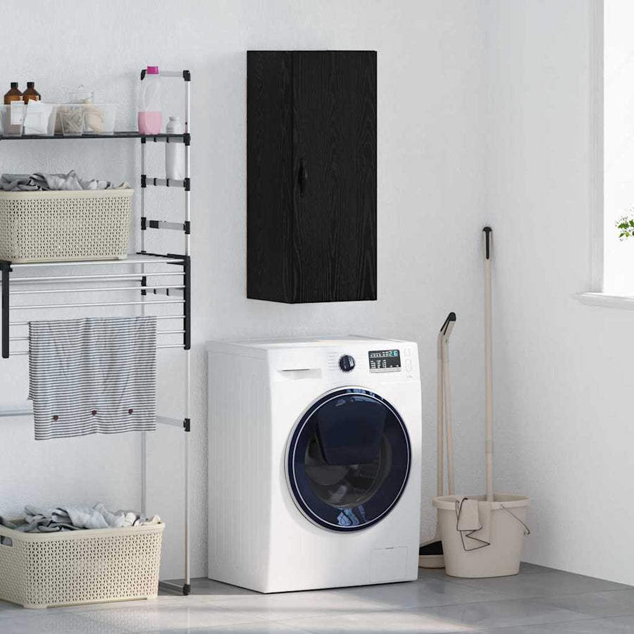 Wandkast Zwart Eiken 34,5 x 34 x 90 cm Bewerkt hout