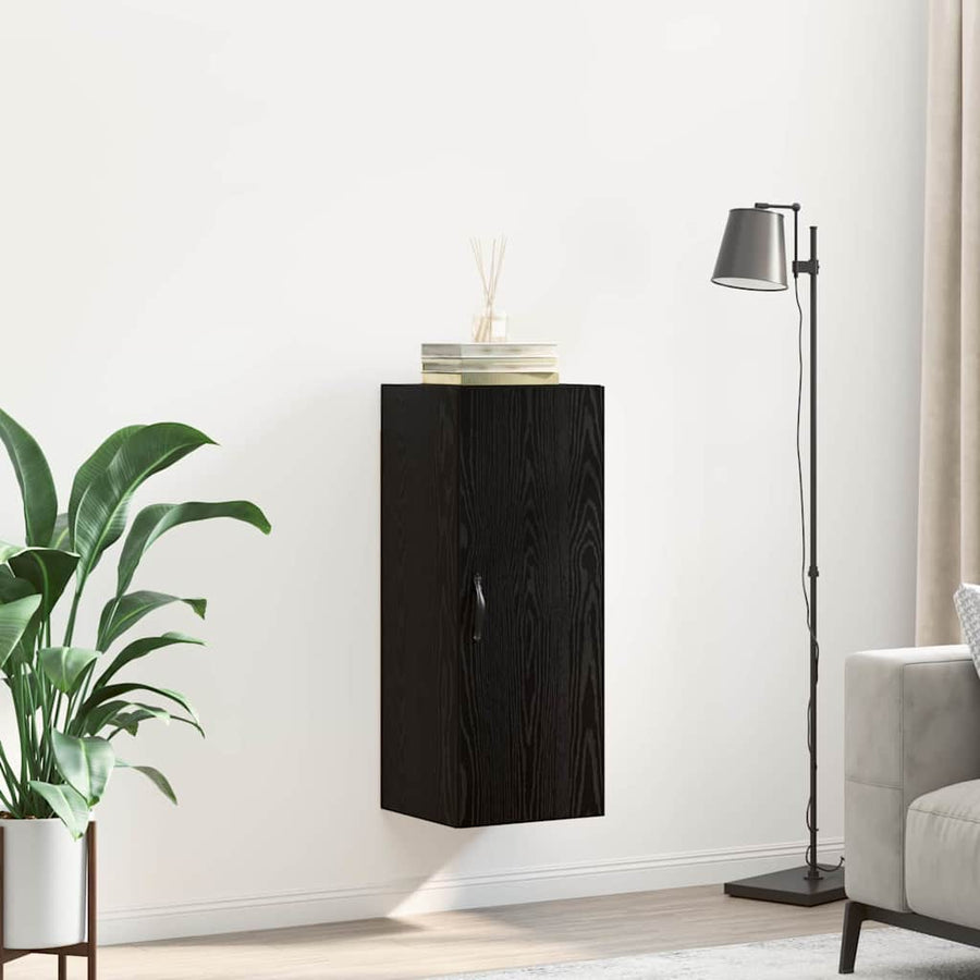Wandkast Zwart Eiken 34,5 x 34 x 90 cm Bewerkt hout