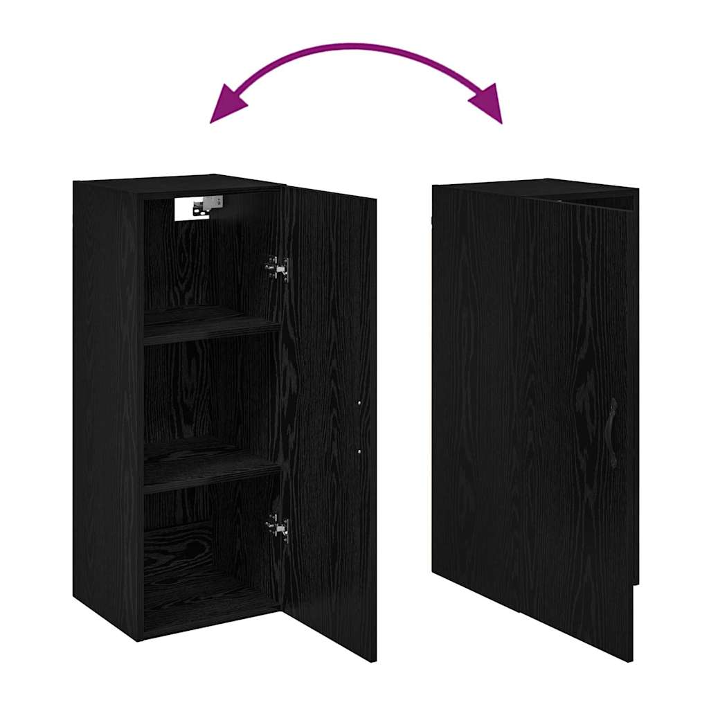 Wandkast Zwart Eiken 34,5 x 34 x 90 cm Bewerkt hout
