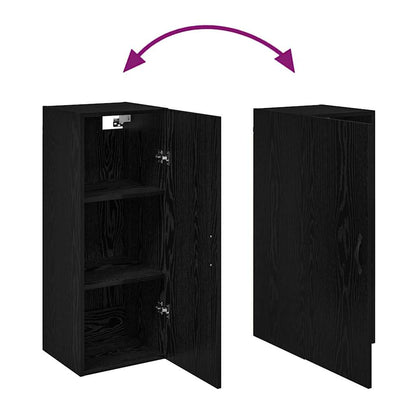 Wandkast Zwart Eiken 34,5 x 34 x 90 cm Bewerkt hout