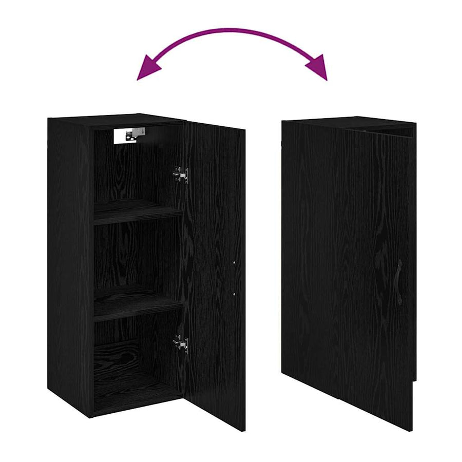 Wandkast Zwart Eiken 34,5 x 34 x 90 cm Bewerkt hout