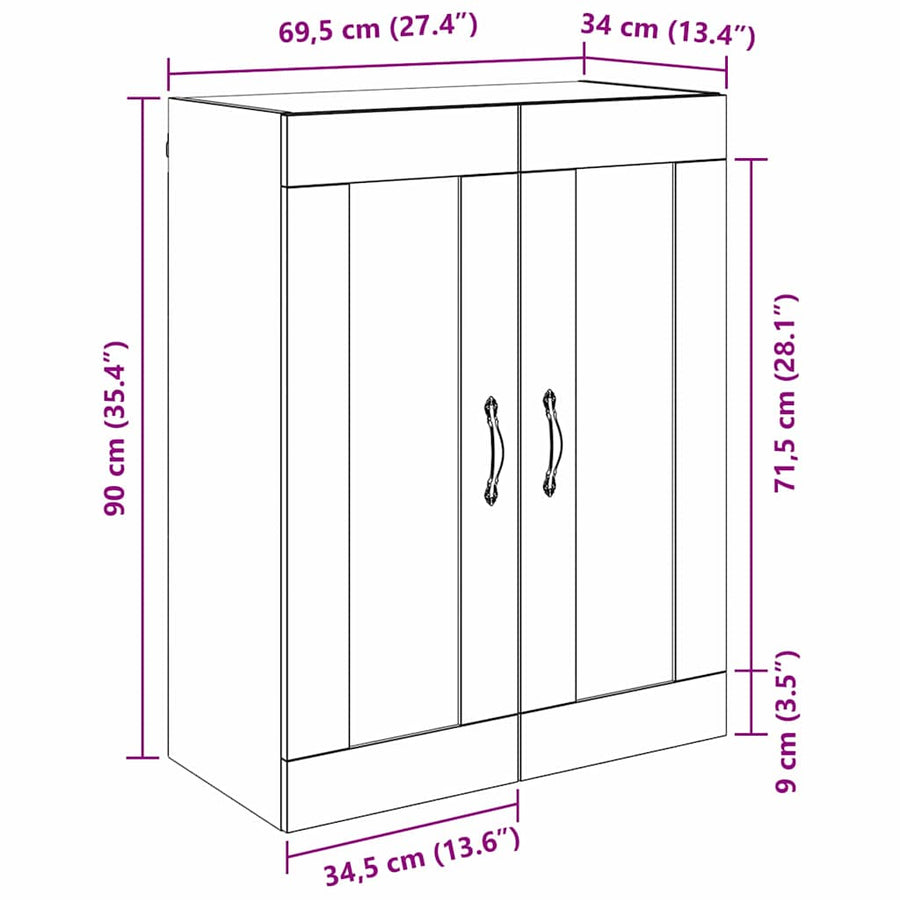 Wandkast Artisan Eiken 69,5 x 34 x 90 cm Bewerkt hout
