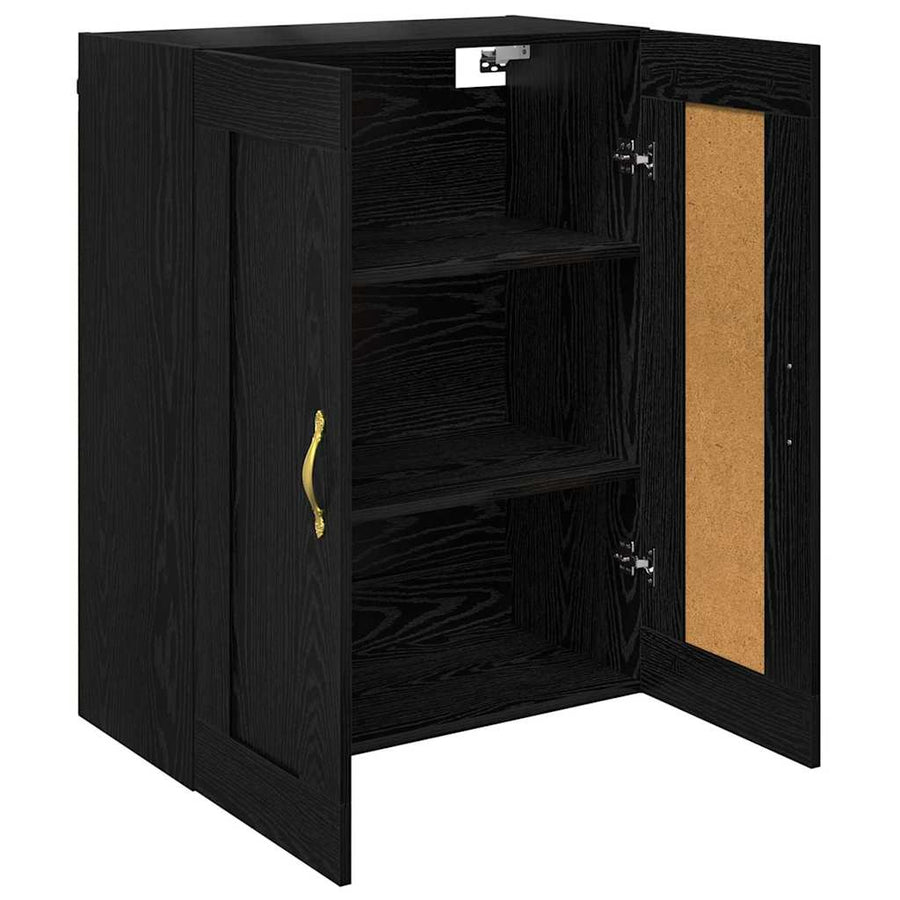Wandkast Zwart Eiken 69,5 x 34 x 90 cm Bewerkt hout