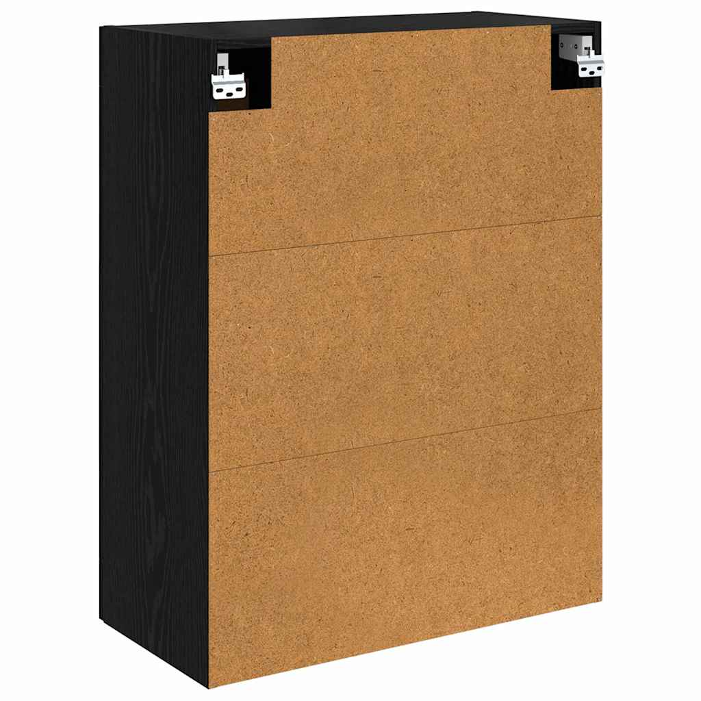 Wandkast Zwart Eiken 69,5 x 34 x 90 cm Bewerkt hout