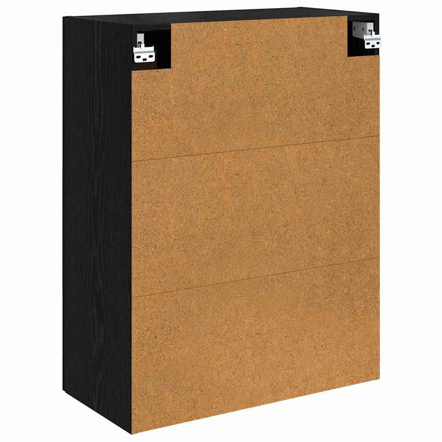Wandkast Zwart Eiken 69,5 x 34 x 90 cm Bewerkt hout