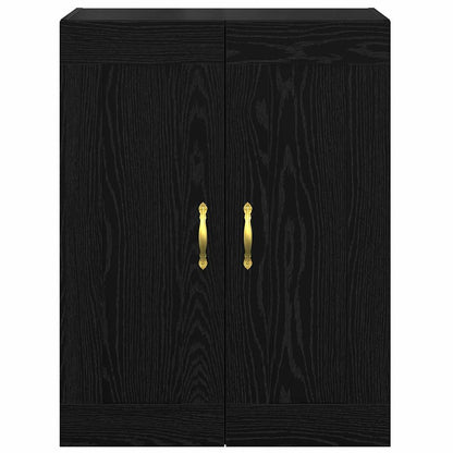 Wandkast Zwart Eiken 69,5 x 34 x 90 cm Bewerkt hout