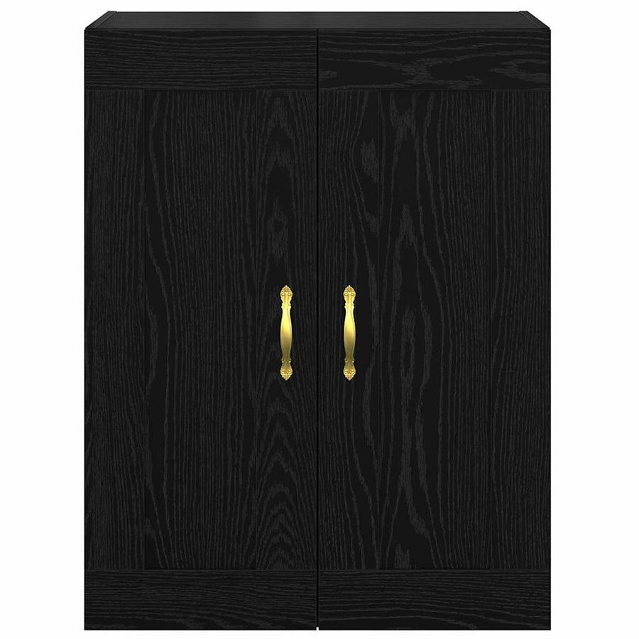 Wandkast Zwart Eiken 69,5 x 34 x 90 cm Bewerkt hout