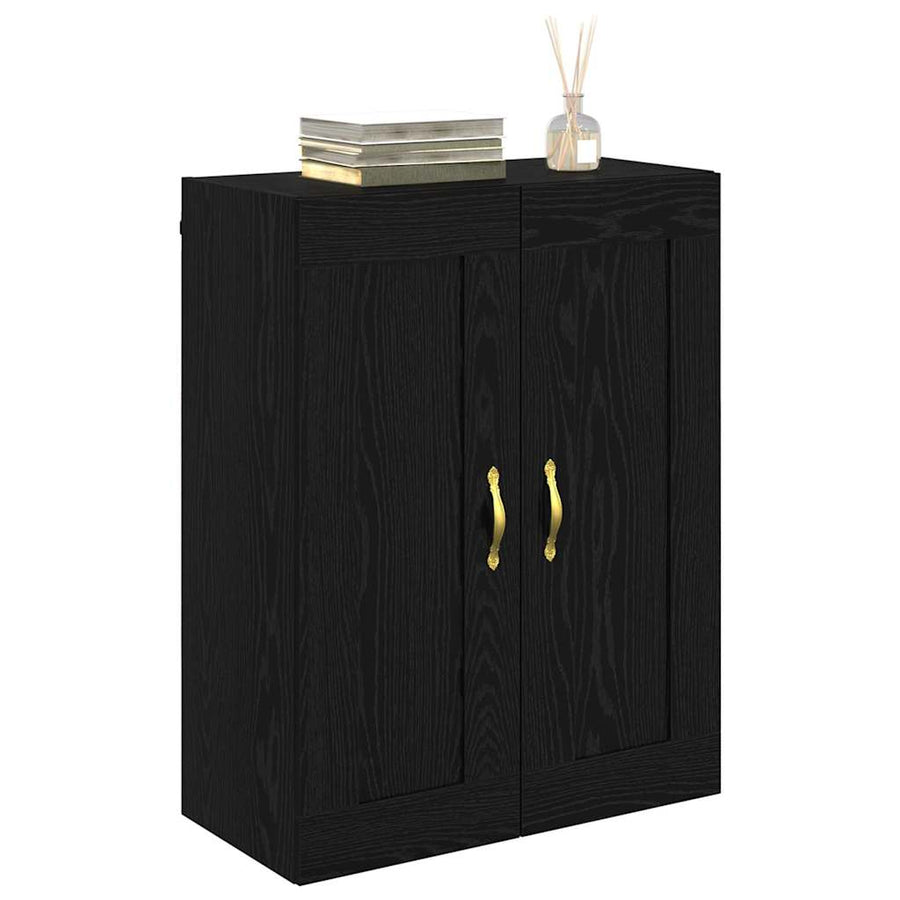 Wandkast Zwart Eiken 69,5 x 34 x 90 cm Bewerkt hout