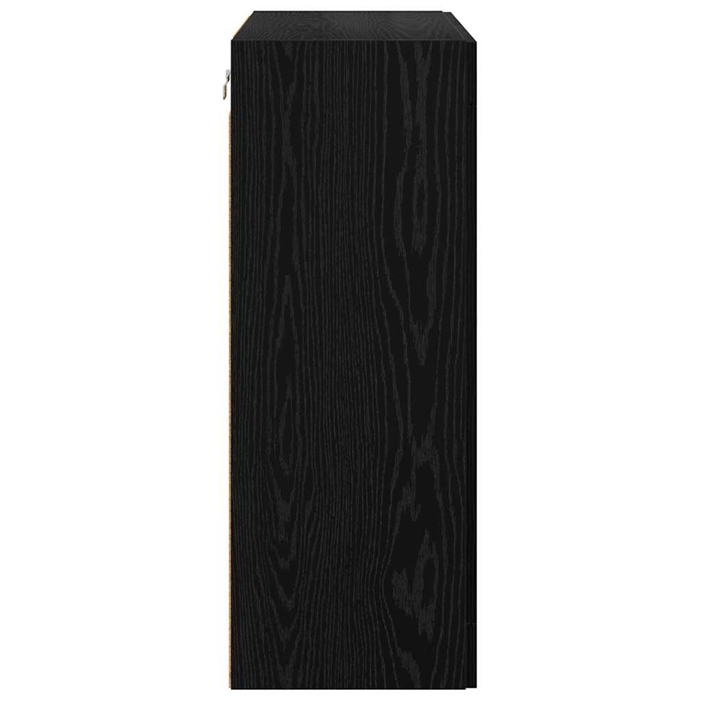 Wandkast Zwart Eiken 69,5 x 34 x 90 cm Bewerkt hout