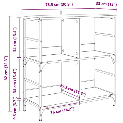 Boekenkast Oud hout 78,5 x 33 x 82 cm Bewerkt hout