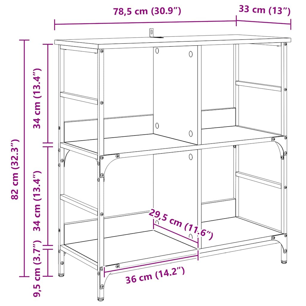 Boekenkast artisanaal eikenkleurig 78,5 x 33 x 82 cm