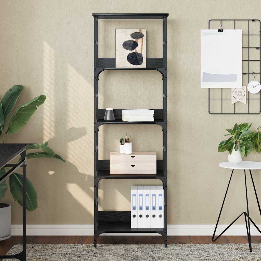 Boekenkast Zwart Eiken 50 x 33 x 153 cm Bewerkt hout