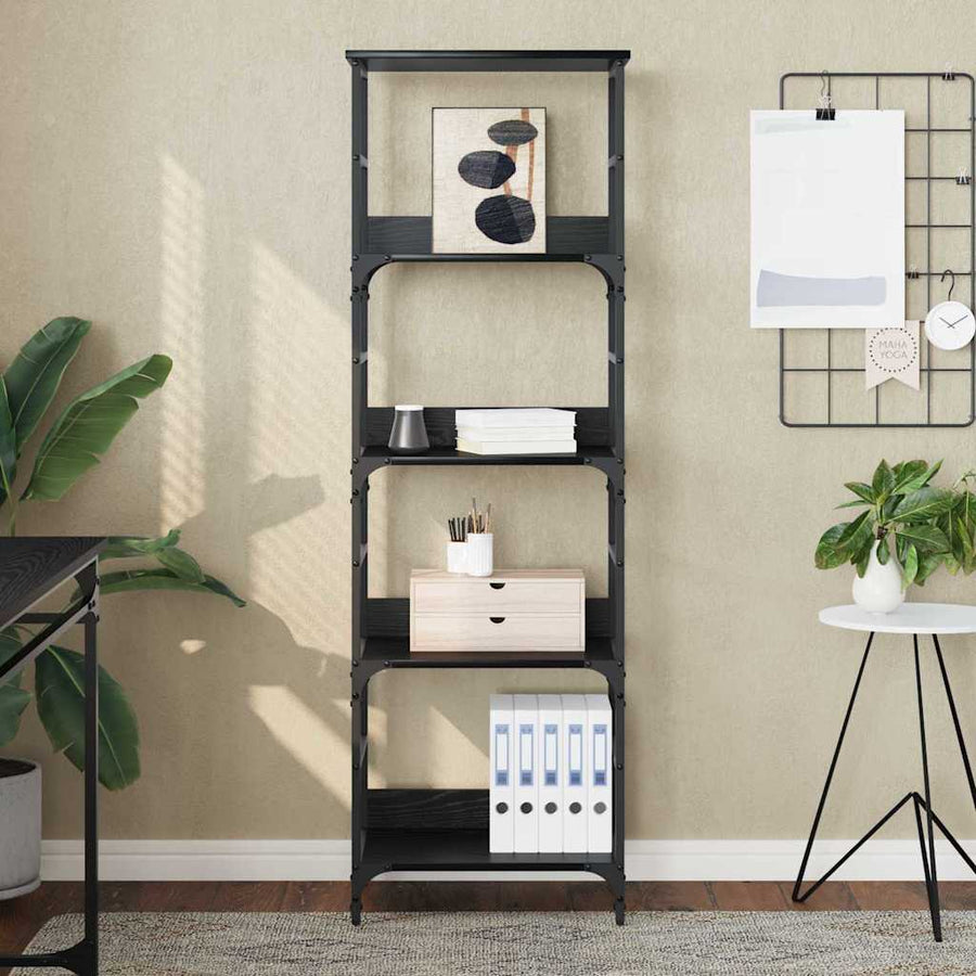 Boekenkast Zwart Eiken 50 x 33 x 153 cm Bewerkt hout