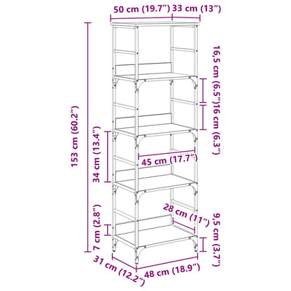 Boekenkast Zwart Eiken 50 x 33 x 153 cm Bewerkt hout