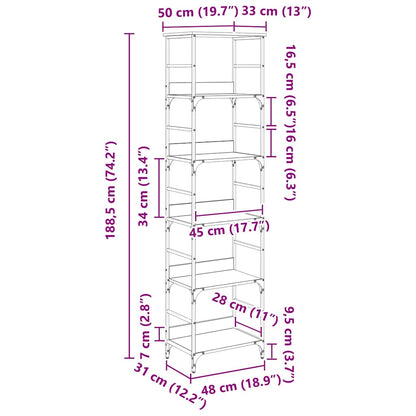 Boekenkast Oud Hout 50 x 33 x 188,5 cm Bewerkt hout