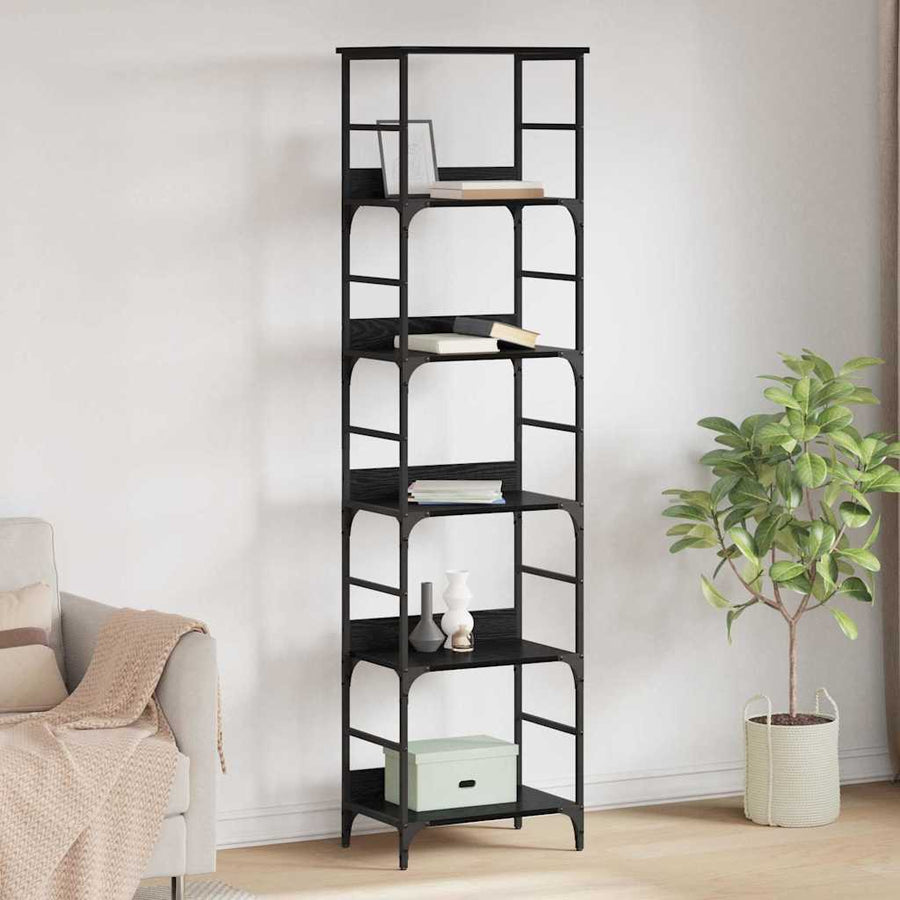 Boekenkast Zwart Eiken 50 x 33 x 188,5 cm Bewerkt hout