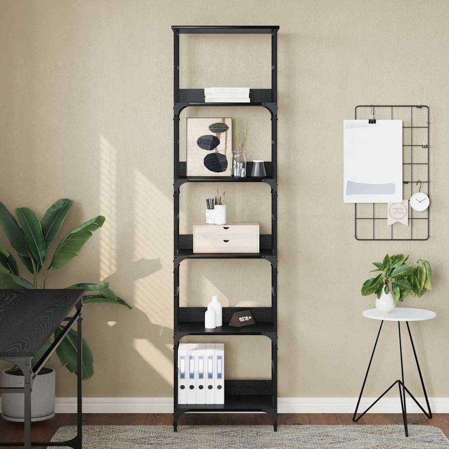 Boekenkast Zwart Eiken 50 x 33 x 188,5 cm Bewerkt hout