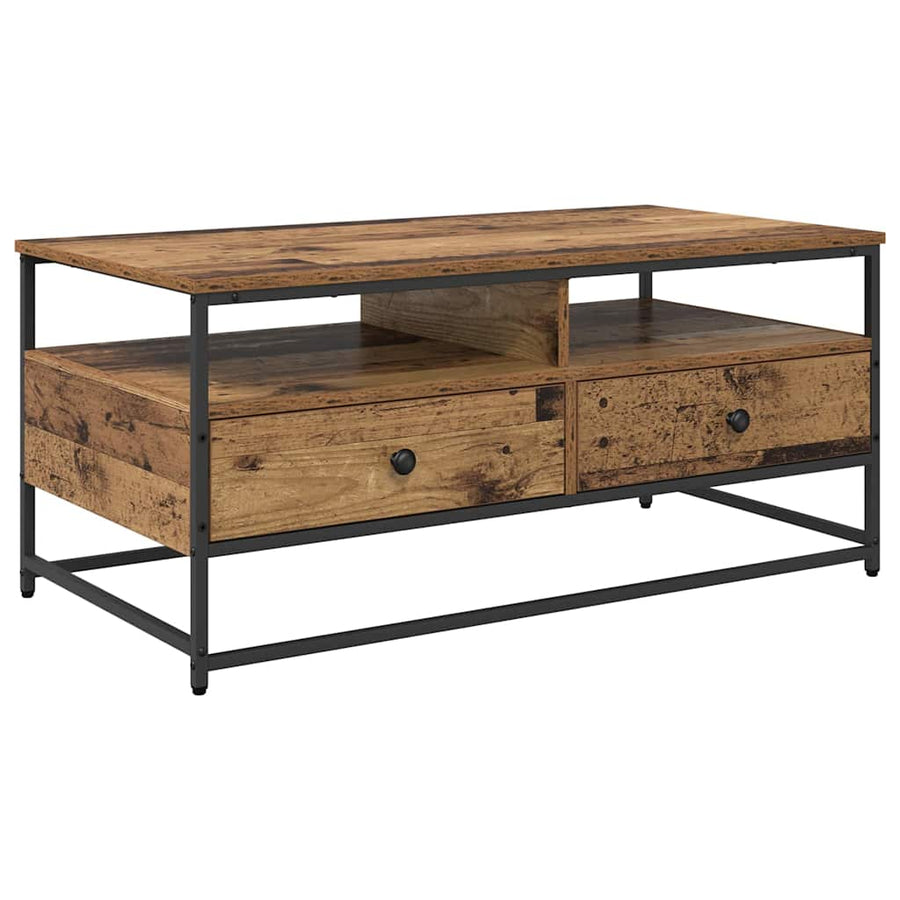 Salontafel met lade Oud hout 100 x 51 x 45 cm Bewerkt hout