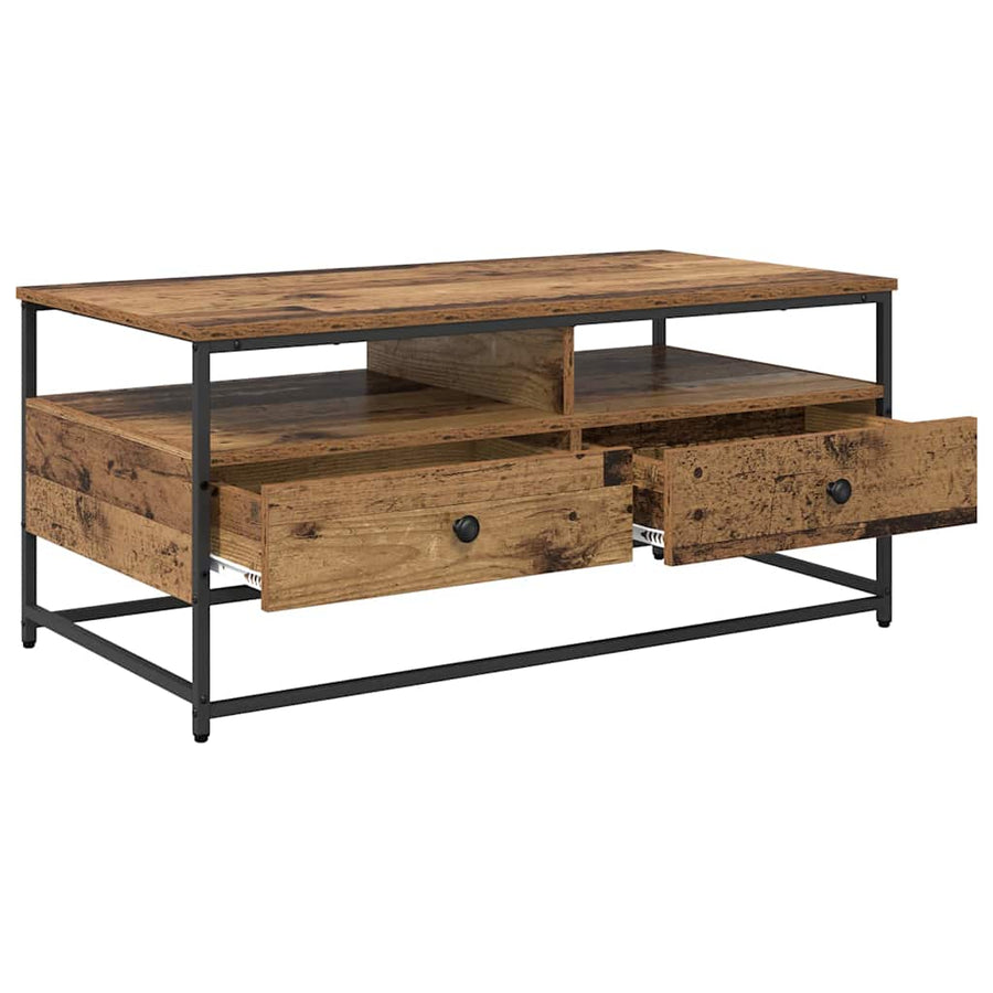 Salontafel met lade Oud hout 100 x 51 x 45 cm Bewerkt hout