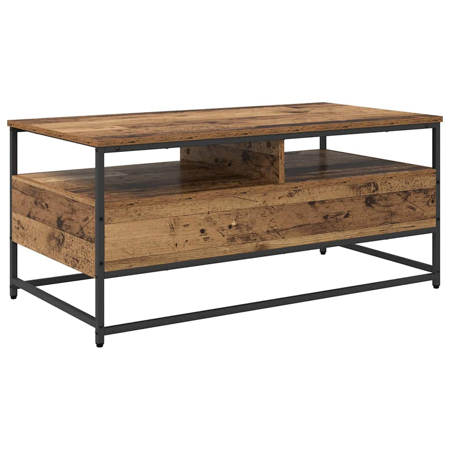 Salontafel met lade Oud hout 100 x 51 x 45 cm Bewerkt hout