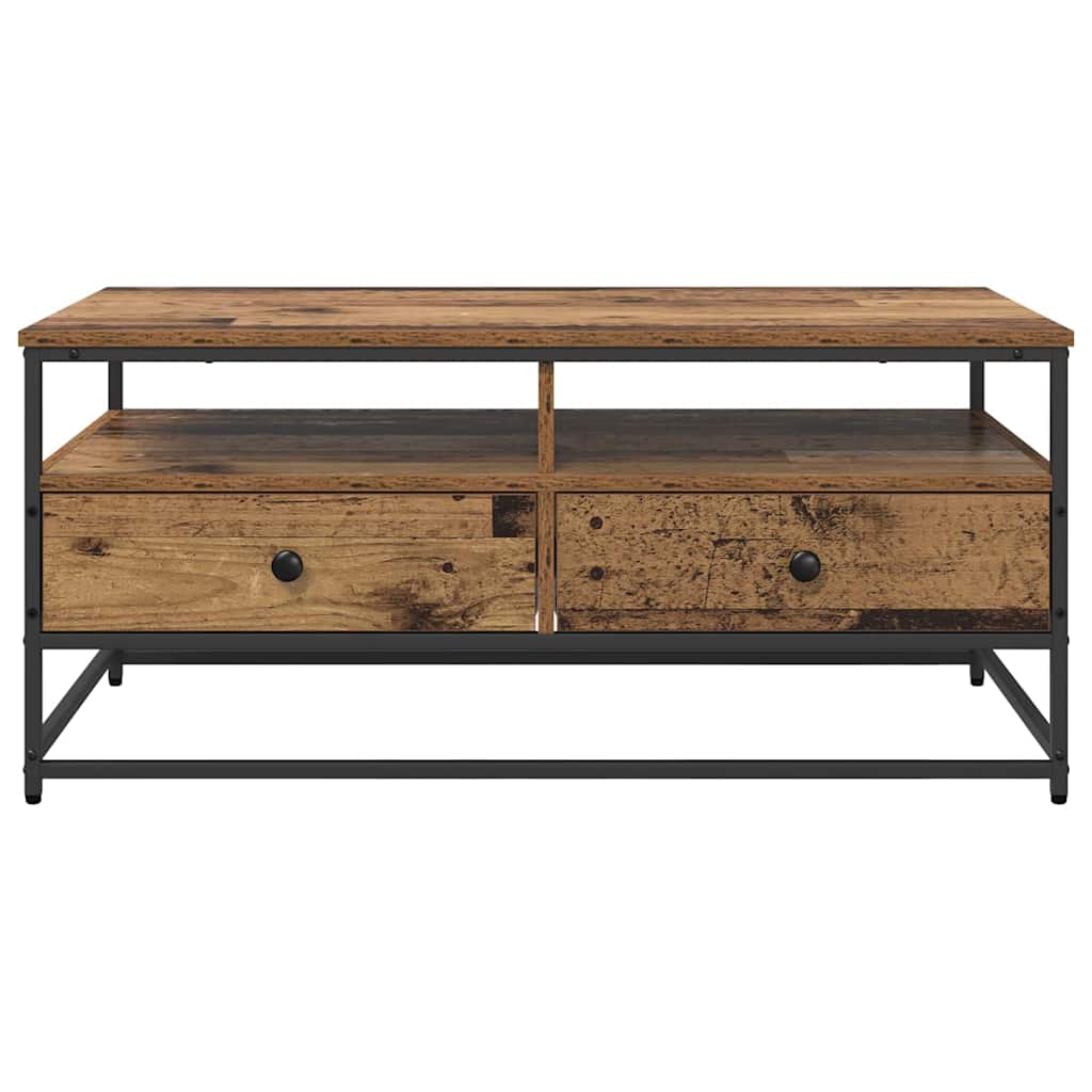 Salontafel met lade Oud hout 100 x 51 x 45 cm Bewerkt hout