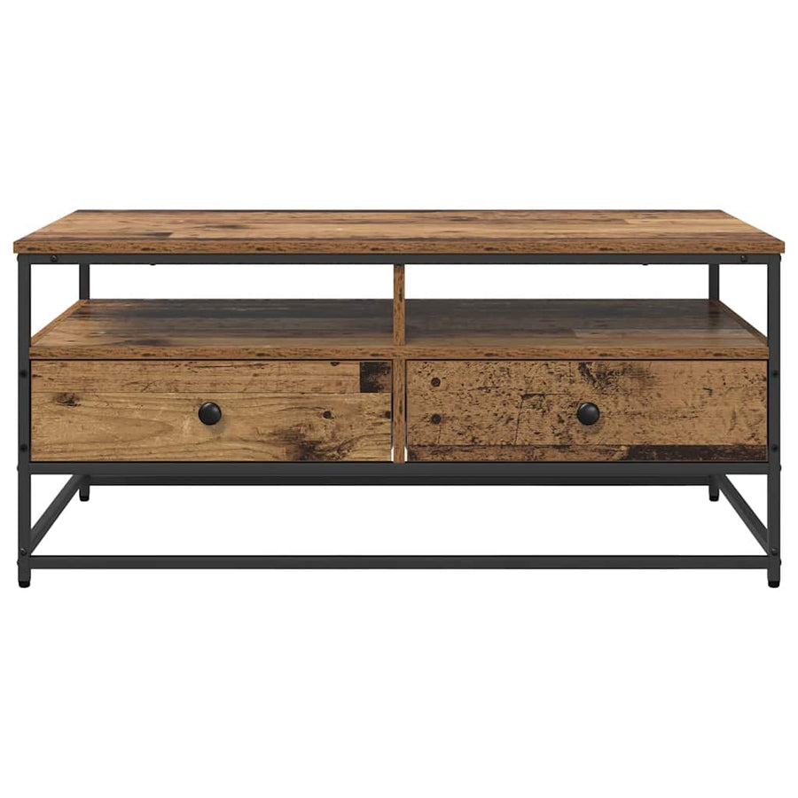 Salontafel met lade Oud hout 100 x 51 x 45 cm Bewerkt hout