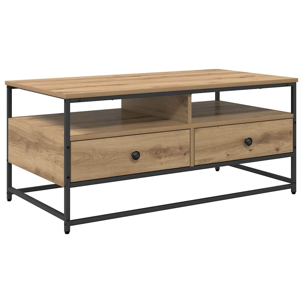Salontafel met lade artisanaal eikenkleurig 100 x 51 x 45 cm