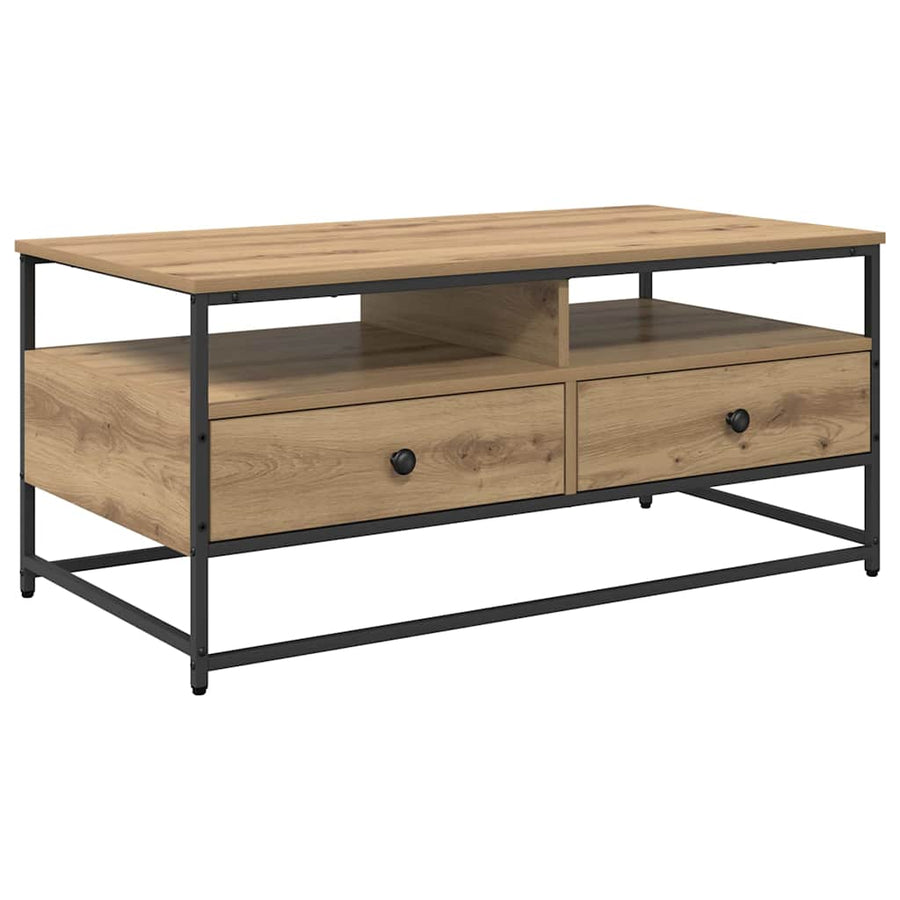 Salontafel met lade artisanaal eikenkleurig 100 x 51 x 45 cm