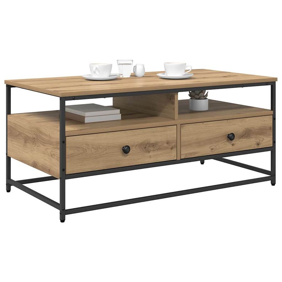 Salontafel met lade artisanaal eikenkleurig 100 x 51 x 45 cm