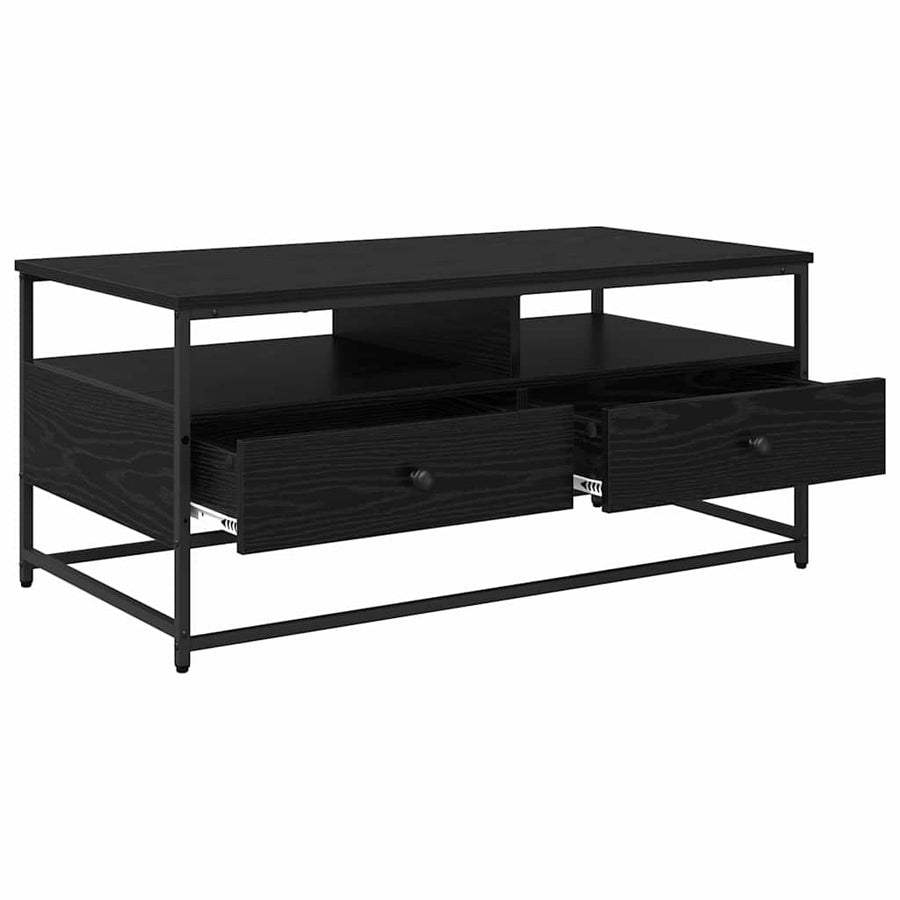 Salontafel met lade Zwart eiken 100 x 51 x 45 cm Bewerkt hout