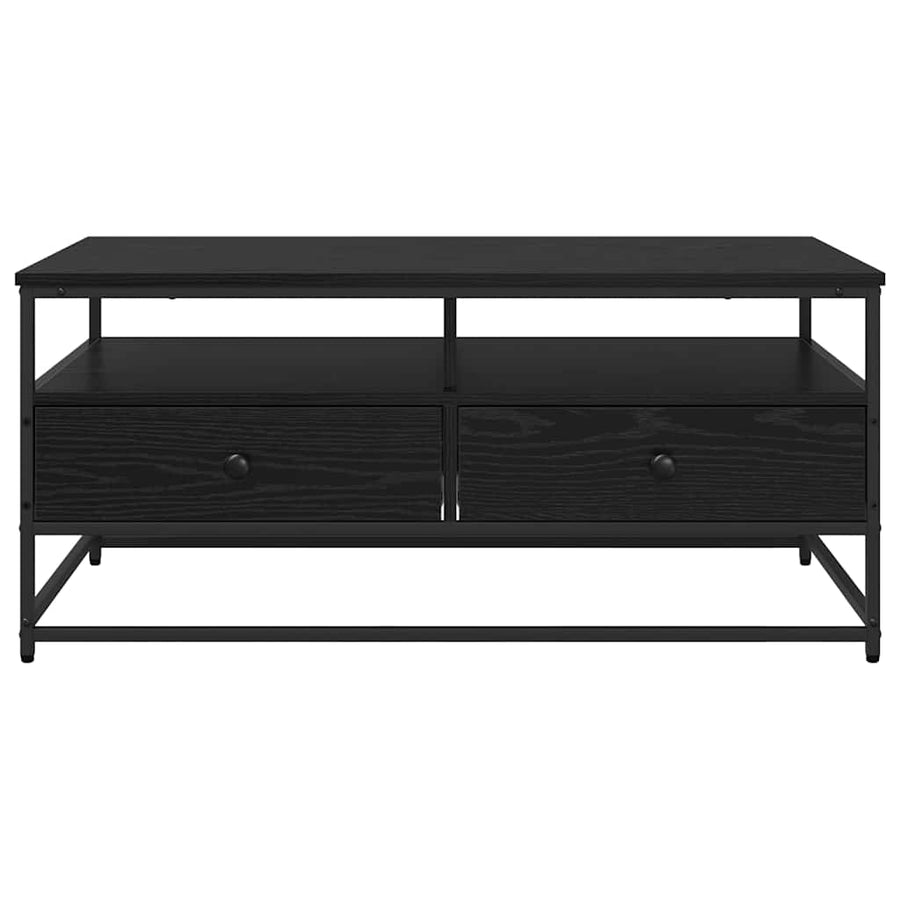 Salontafel met lade Zwart eiken 100 x 51 x 45 cm Bewerkt hout