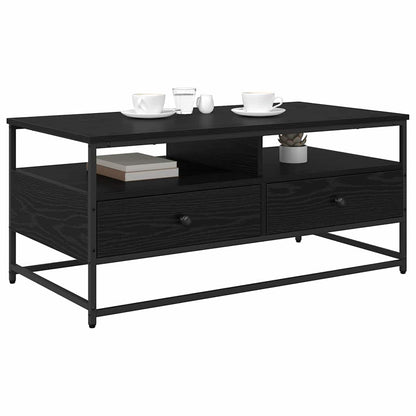 Salontafel met lade Zwart eiken 100 x 51 x 45 cm Bewerkt hout