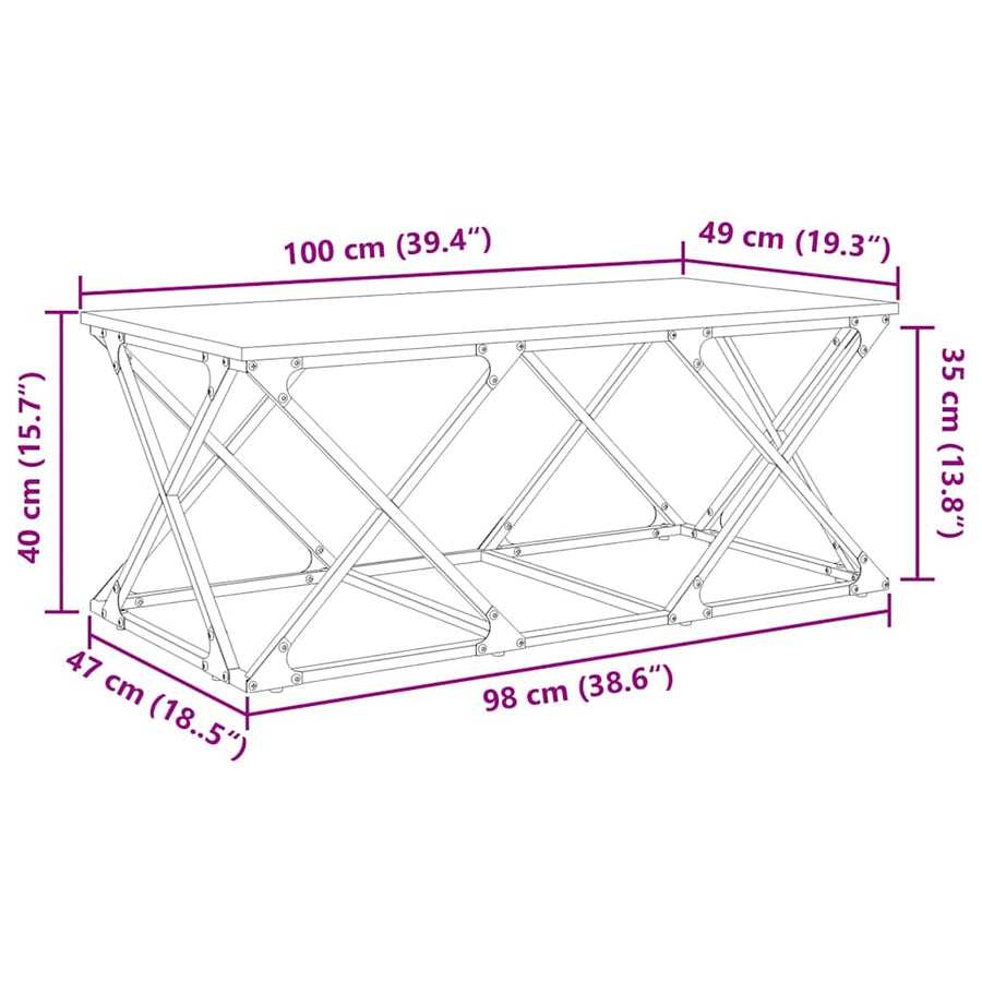 Salontafel artisanaal eikenkleurig 100 x 49 x 40 cm