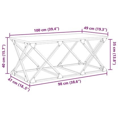 Salontafel Zwart eiken 100 x 49 x 40 cm Bewerkt hout