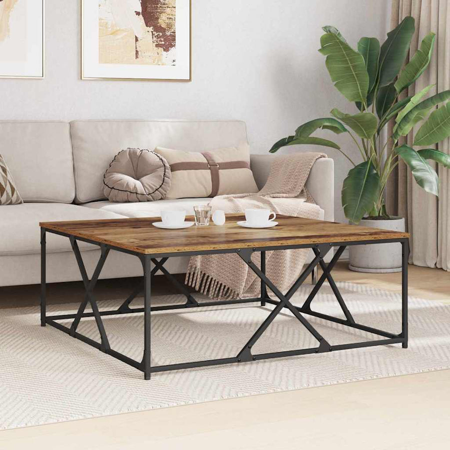 Salontafel Oud hout 100 x 100 x 40 cm Bewerkt hout