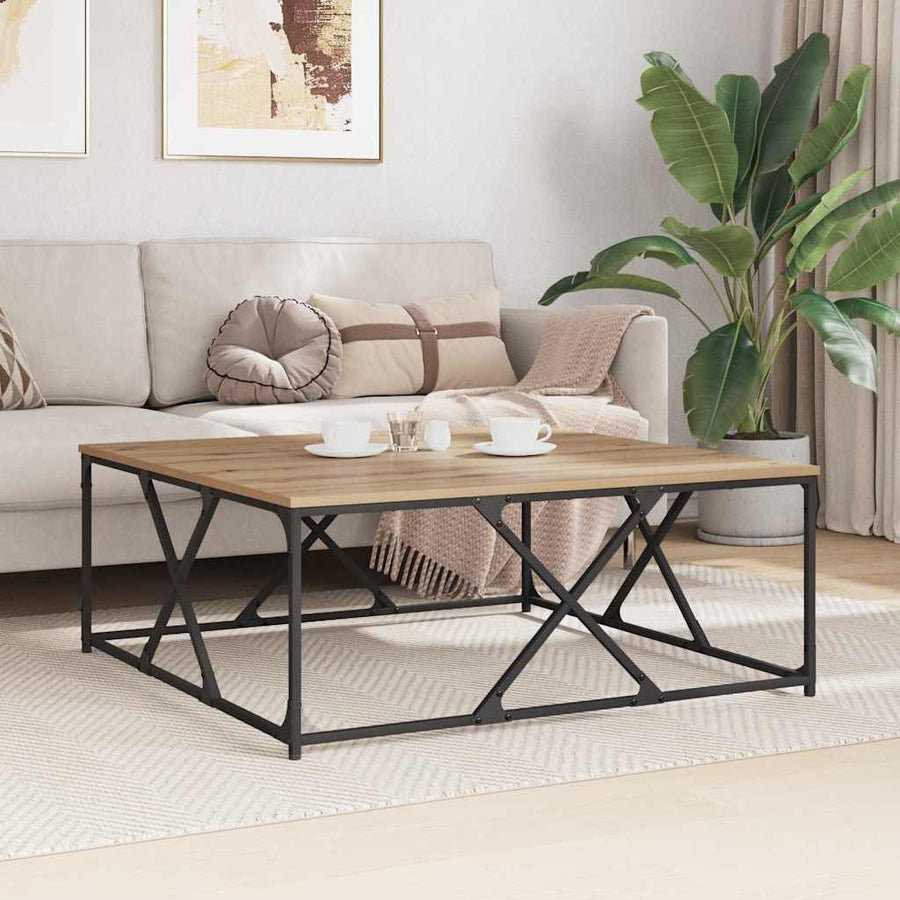 Salontafel artisanaal eikenkleurig 100 x 100 x 40 cm