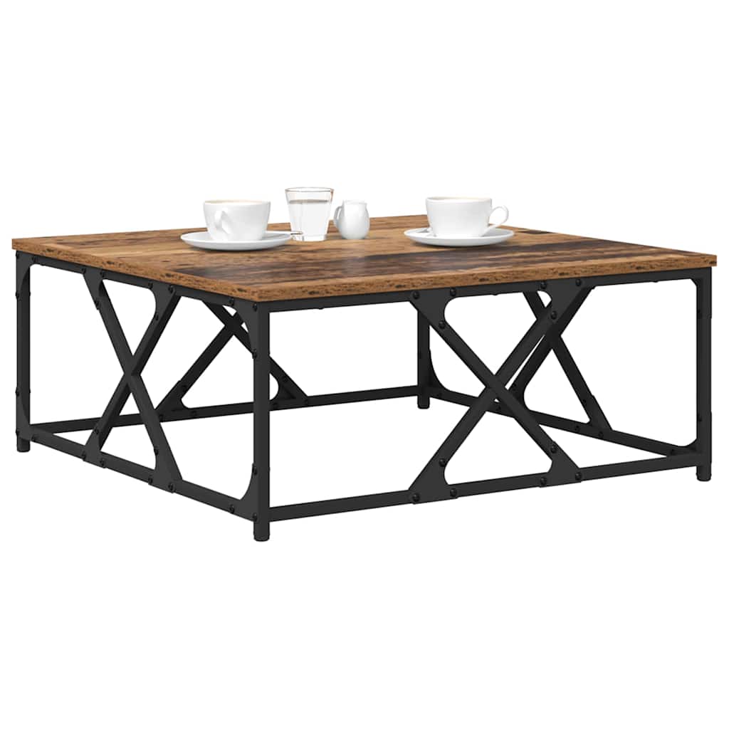 Salontafel Oud hout 70 x 70 x 30 cm Bewerkt hout