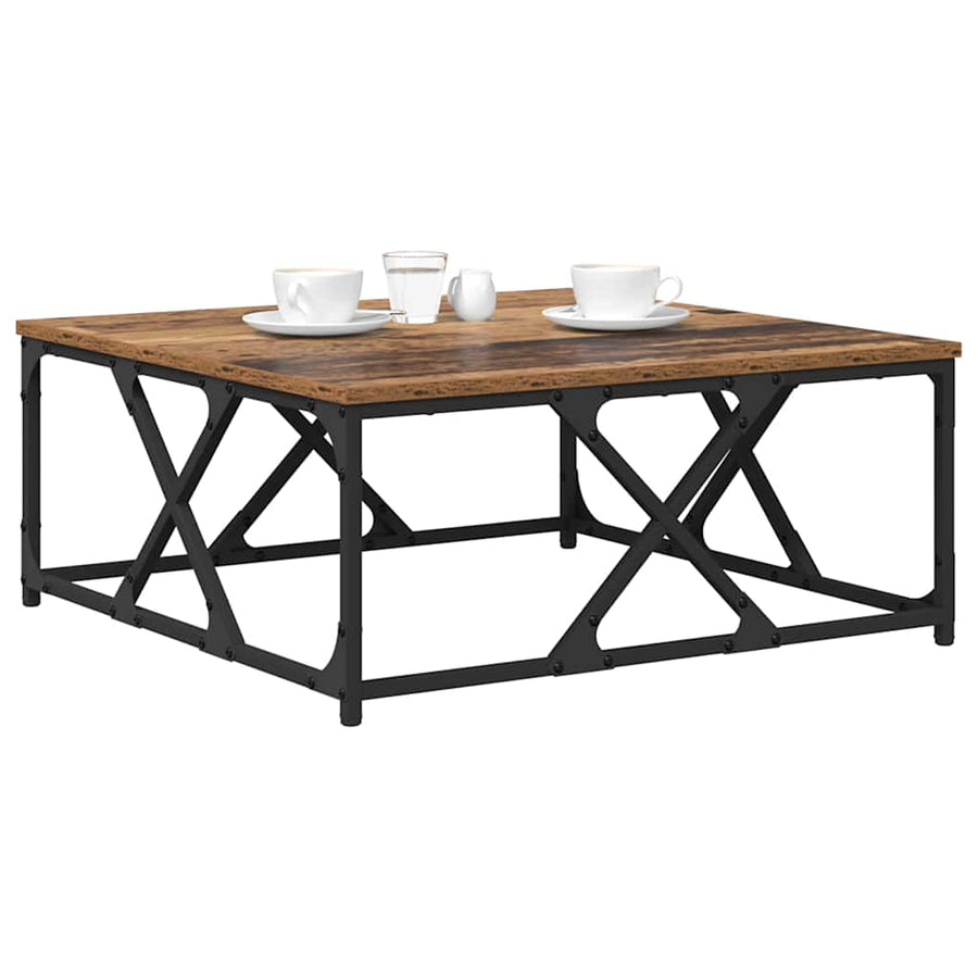 Salontafel Oud hout 70 x 70 x 30 cm Bewerkt hout