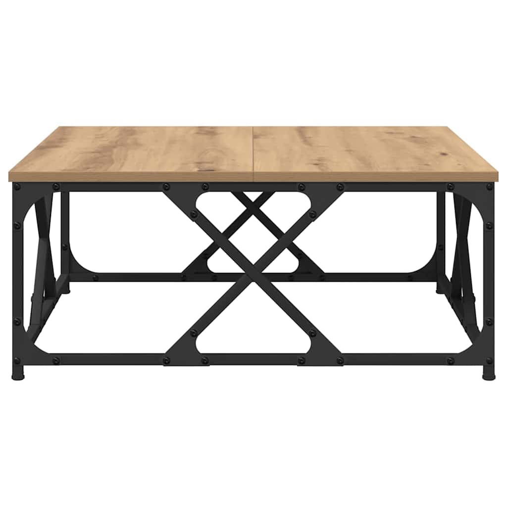 Salontafel artisanaal eikenkleurig 70 x 70 x 30 cm Bewerkt hout