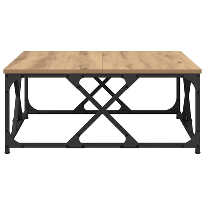 Salontafel artisanaal eikenkleurig 70 x 70 x 30 cm Bewerkt hout