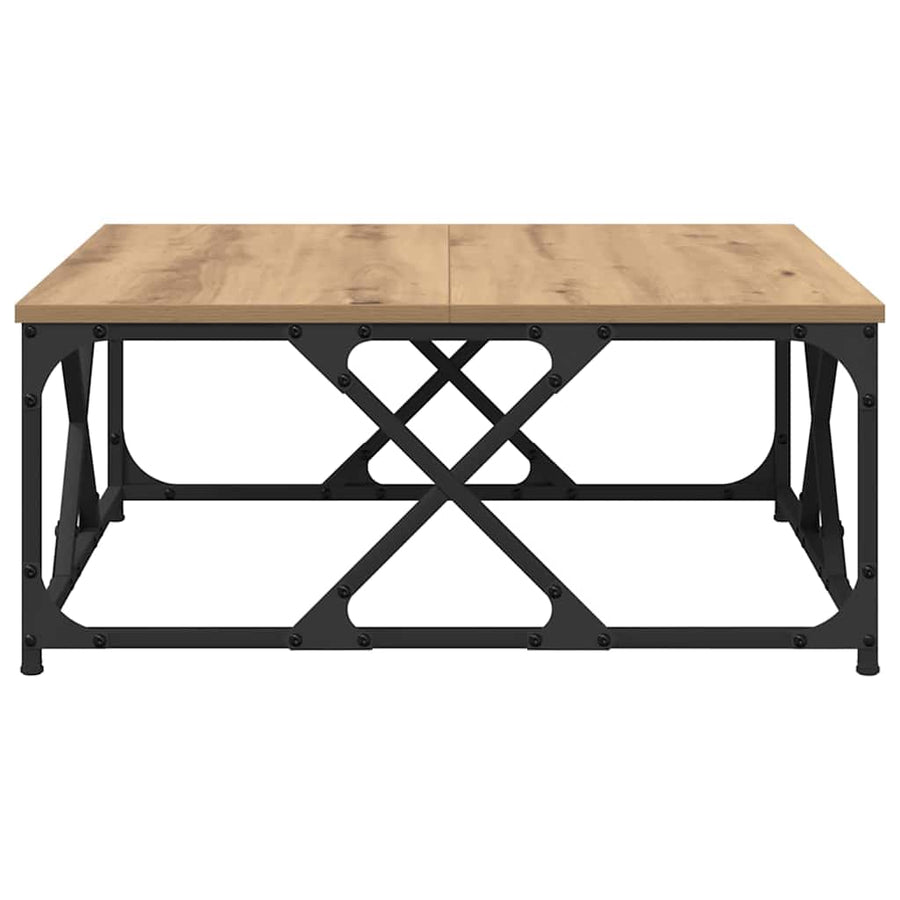 Salontafel artisanaal eikenkleurig 70 x 70 x 30 cm Bewerkt hout
