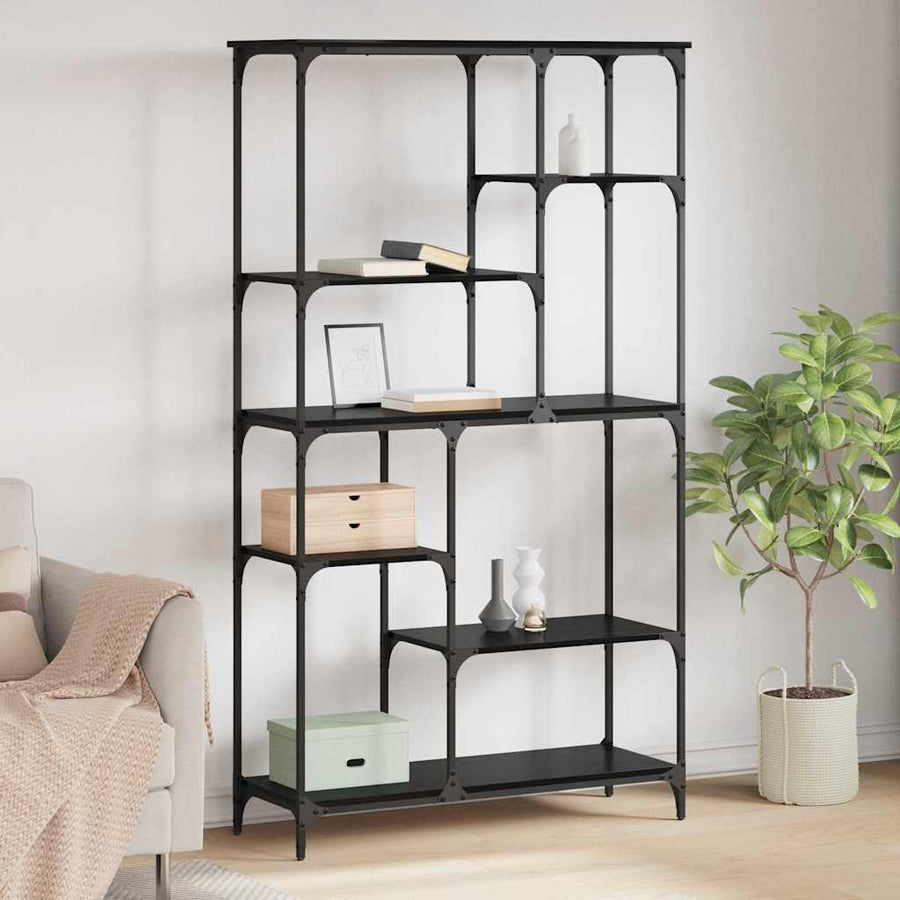 Boekenkast Zwart Eiken 99 x 35,5 x 176 cm Bewerkt hout