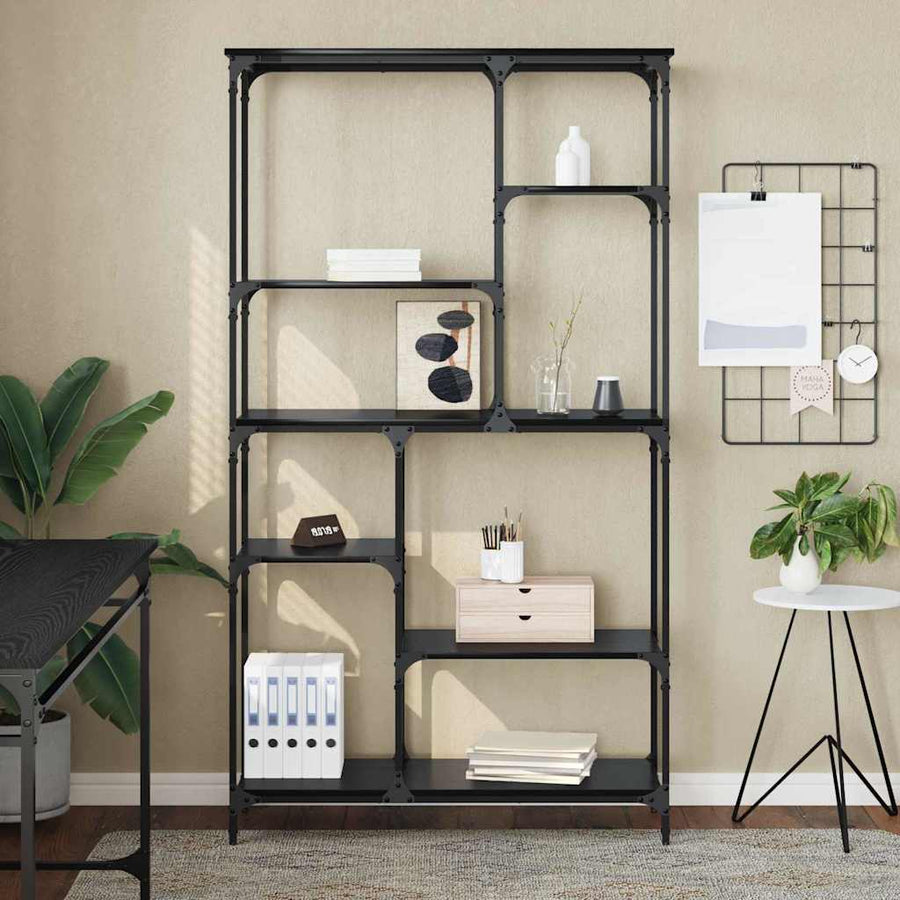 Boekenkast Zwart Eiken 99 x 35,5 x 176 cm Bewerkt hout