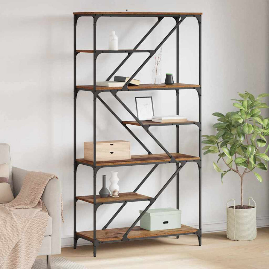 Boekenkast Oud Hout 91 x 36 x 176 cm Bewerkt hout