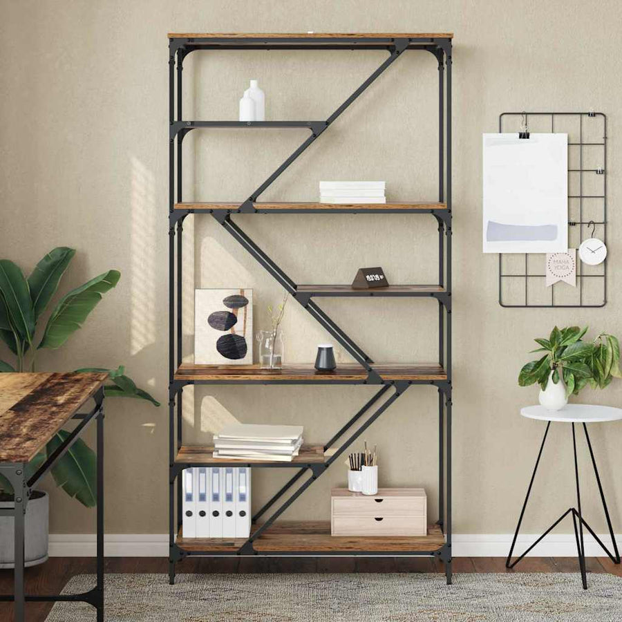 Boekenkast Oud Hout 91 x 36 x 176 cm Bewerkt hout